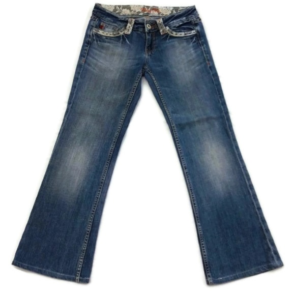 Miss Me Flare Boho Lace Festival Distress Jeans 27 - Picture 3 of 7